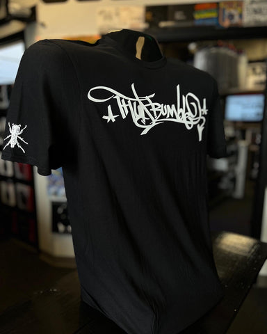 Sold out! But you can still get them on milehighdjsupply.com!  Black t-shirt w black beedle!